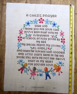 1979 A Child's Prayer Cross Stitch Sampler Finished Neddle work nursery 17.5x22" - Picture 1 of 15