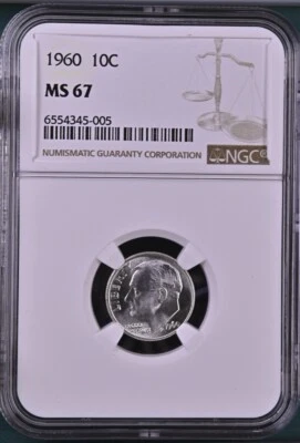 1960 10C  Roosevelt Dime NGC MS67  6554345-005 - Image 1 of 2