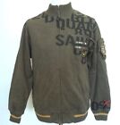 Military Army Jacket Men's Knitted Bomber Olive Green Size Small Ringspun