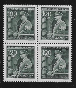 Bloque de sellos MNH B26 Adolf Hitler cumpleaños 1944 / Segunda Guerra Mundial ocupación Tercer Reich - Imagen 1 de 1