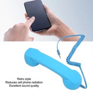 (5)3.5mm Telephone Handset Retro Phone Handset With 9ft Coiled Cord One Button - Zdjęcie 1 z 12