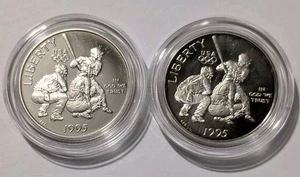 Lot Of 2 X 1995-S Olympic Baseball Commemorative Clad Half 1/2 Dollar In Capsule - Picture 1 of 2