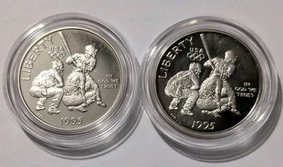 Lot Of 2 X 1995-S Olympic Baseball Commemorative Clad Half 1/2 Dollar In Capsule - Image 1 of 2
