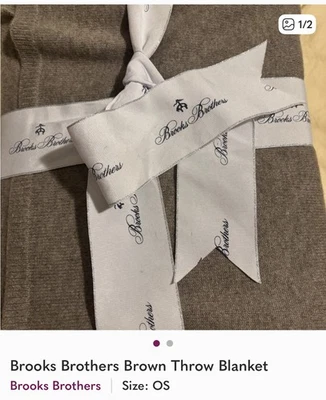 NWT Brooks Brothers 100% Cashmere Throw Beige Blanket 50x60 - Image 1 of 2