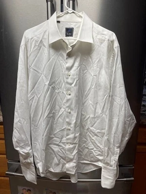 Camisa David Donohue Hombre 17.5-36/37 Rayas Blancas Puño Francés Camisa Formal 2xl Foto 1 de 4