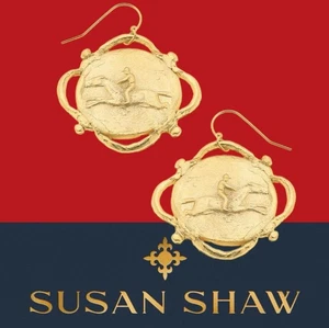Pendientes Susan Shaw Oro Ecuestre Intaglio 24K TPG - Imagen 1 de 11