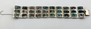 Vintage Mexikanische 925 Sterling Silber Abalone Intarsien Manschette 62,69g - Bild 1 von 4