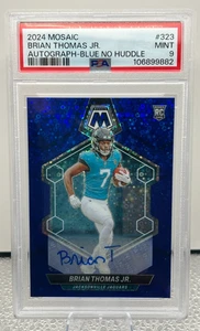 2024 Mosaic Brian Thomas Jr. PSA 9 Auto No Huddle Blue Prizm RC #323 Jaguars - Picture 1 of 5