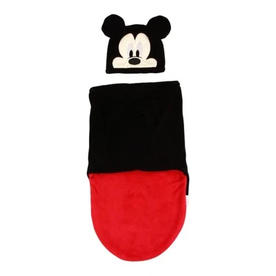 Disney Mickey & Minnie Mouse Baby Swaddle Wrap with Hat Set Newborn Fleece Gift - Image 1 of 2