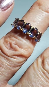 2.48 CT GENUINE TANZANITE 10KT SOLID YELLOW GOLD BAND RING SIZE 7 - Picture 1 of 24