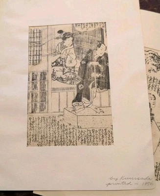 Винтажный набор из 2 подлинных японских ксилографических гравюр — Utagawa Kunisada и Toyokuni  - Изображение 1 из 4