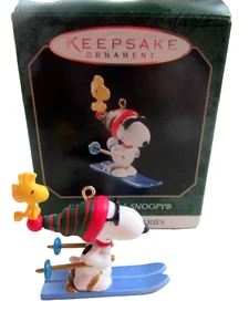 Snoopy Peanuts Hallmark 1999 Winter Fun with Snoopy #2 Skiing Miniature - Picture 1 of 2