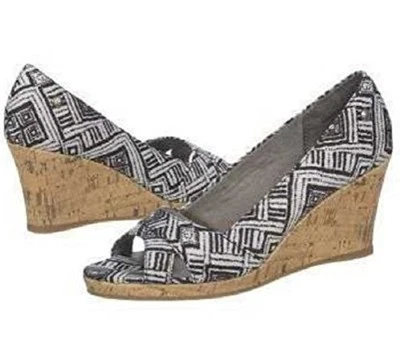 Life Stride Rogue Sandalia Bomba Cuña Estampado Blanco y Negro Talla 10 Med NUEVO         Foto 1 de 4