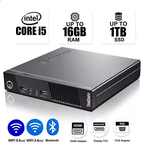Computadora de escritorio Lenovo Micro PC i5, hasta 16 GB RAM 1 TB SSD, Windows 11/10 WiFi - Imagen 1 de 5