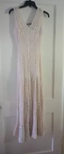 Vintage Contempo Casuals Ivory Cotton Crochet Maxi Dress Size Small  - Picture 1 of 1