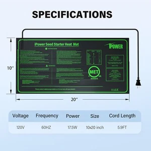 Seedling Heat Mat 10" x 20.5" Warm Hydroponic Heating Pad for Seedling - Picture 1 of 7