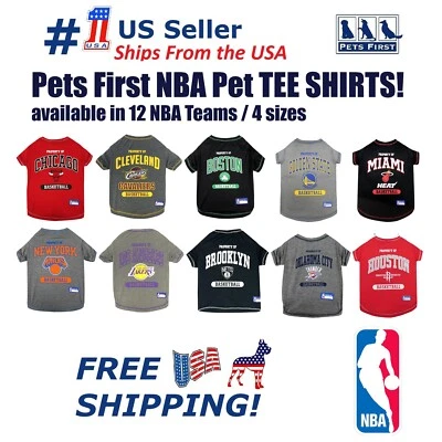 Pets First NBA 高级 T 恤狗和猫舒适运动狗衬衫 — 第 1/4 张图片