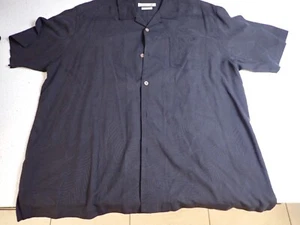 XXL Tommy Bahama 100% Silk button down shirt Black w/pattern Carved buttons NICE - Picture 1 of 6