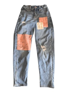 Abercrombie & Fitch kids high-rise mini Mom patchwork stretched jeans 9/10 - Picture 1 of 5