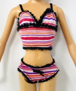 Barbie My Design Scene Pink Striped Bra Panties Pajama Getting Dressed Madison - Picture 1 of 5