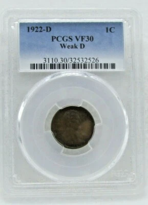 1922-D US 1 Cent PCGS VF30 Weak D - Image 1 of 4