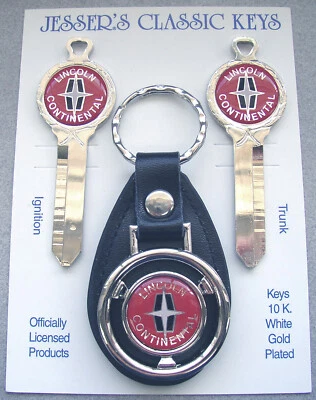 Red Lincoln CONTINENTAL White Gold Deluxe Classic Key Set 1970 1971 1972 1973  - Image 1 of 4