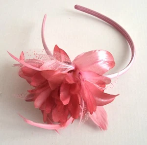 NEW Pink Layered Flower Fascinator Ribbon Wrap Alice Headband Wedding Races Prom - Picture 1 of 3