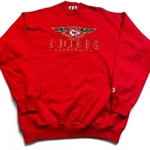 Felpa girocollo sportiva vintage Kansas City Chiefs logo ricamato taglia L - Foto 1 di 5