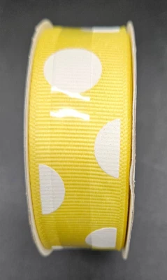 Offray Polka Dot Ribbon Yellow with White Dots 7/8" x 9 ft NEW - Image 1 of 4