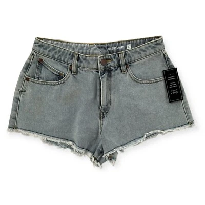 NWT Volcom Coco Ho Denim Shorts Womens Size 27 Blue Mid Rise Jeans Jorts Cut Off - Image 1 of 4