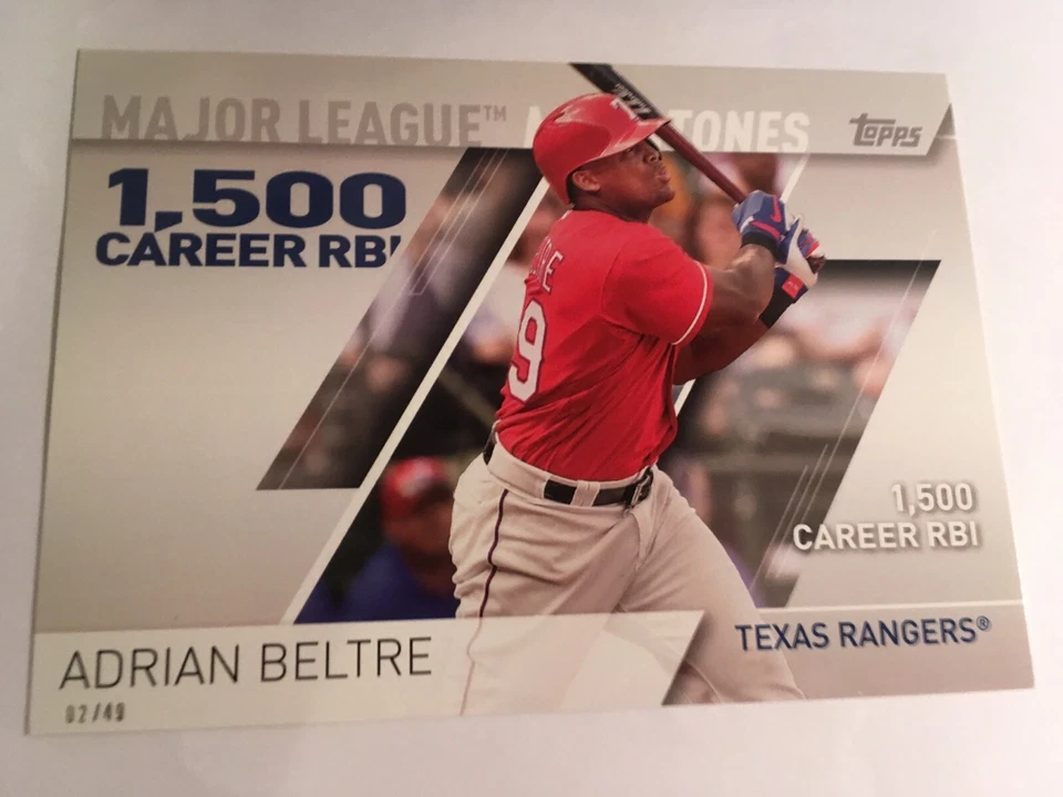 2017 Topps ML Milestones Jumbo 5x7 Adrian Beltre Rangers MLM11 #’d 03/49 - Image 1 of 1