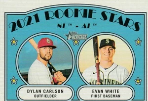 DYLAN CARLSON 2021 TOPPS HERITAGE ROOKIE STARS NL-AL CARDINALS EVAN WHITE #5 - Picture 1 of 2