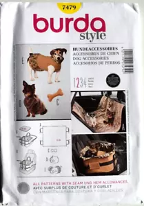 BURDA PATTERN 7479 DOG ACCESSORIES COATS CARRIER CAR BLANKET UNCUT FF - Picture 1 of 2
