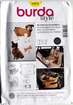 BURDA  PATTERN  7479 DOG ACCESSORIES COATS CARRIER CAR BLANKET  UNCUT FF - Image 1 of 2