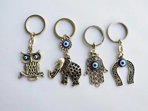Nazar Türkischer Böser Blick Schlüsselanhänger - Hamsa Hand, Hufeisen, Elefant & Eule Charms - Bild 1 von 8