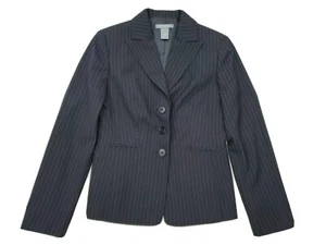 Ann Taylor Blazer schwarz grau gestreift Damen 2 drei Knöpfe Karriere  - Bild 1 von 8