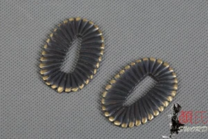 electroplated black gold brass seppa for samurai sword Japanese katana wakizashi - Picture 1 of 5