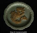 7.6" Old Chinese Ancient Long Quan Kiln Porcelain Song Dynasty Dragon Plate