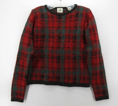VINTAGE Gap Sweater Women Small Red Mohair Wool Blend Pullover Plaid Crop 90s - Image 1 of 4