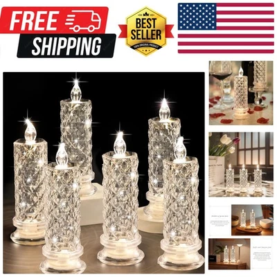 Set of 6 Flameless White Pillar Candles - Cordless Elegance for Any Occasion - Image 1 of 4