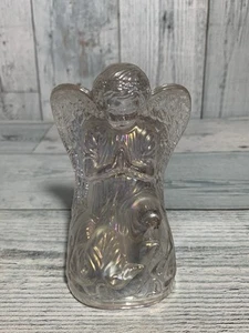 Boyd Large Glass Praying Angel Iridescent White Clear Color  Marked - Afbeelding 1 van 7
