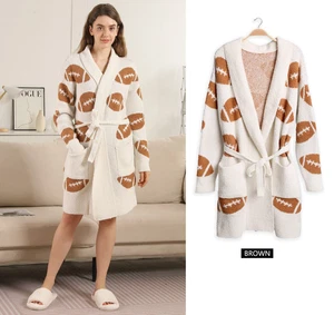 ComfyLuxe Football Pattern Robe - Picture 1 of 8