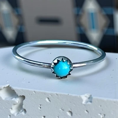 Anillo apilable delicado minimalista turquesa suroeste de plata esterlina talla 6,75 Foto 1 de 4