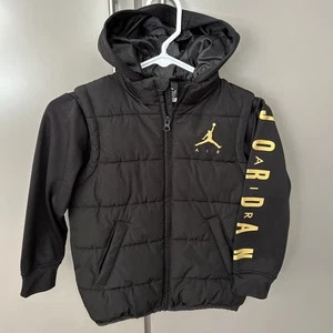Boys Air Jordan Puffer Vest Jacket W/Sweatshirt Sleeves & Hood Size M 9-10 - Picture 1 of 3