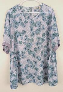 Neu ohne Etikett Logo by Lori Goldstein Gr. 1X transparente Bluse strukturiert geblümt ss Top 3727 - Bild 1 von 6