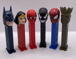 Lote de 6 Dispensadores PEZ Super Hero Marvel DC Spiderman Venom Batman Wonder Woman - Imagen 1 de 4