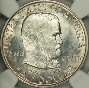 1922 Grant Commem Half Dollar NGC MS64 - Picture 1 of 3