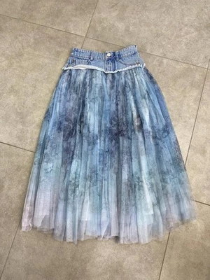 Miss Sixty Y2K джинсовой ткани/тюля макси юбка - Изображение 1 из 4