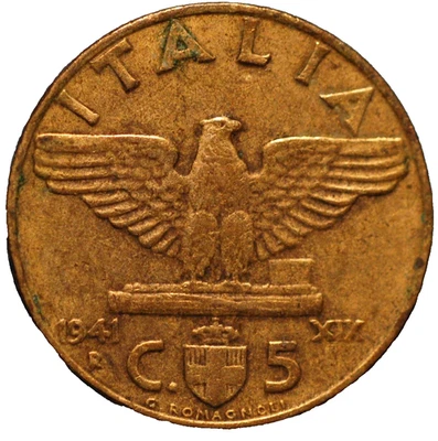 Italia 5 Centesimi 1941 Vittorio Emanuele III KM# 73a Foto 1 de 2