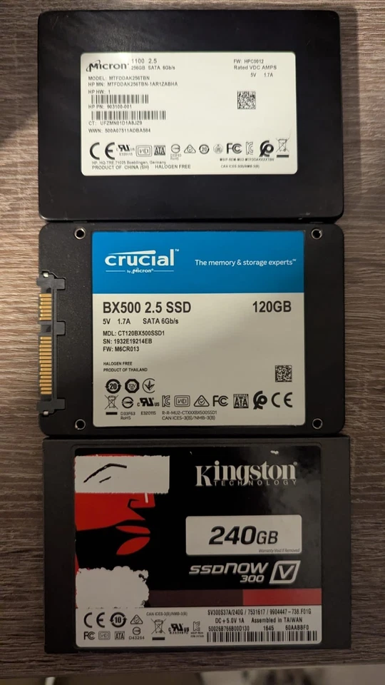 SSD Festplatten 240 265 120 GB Crucial Micron Kingston - Bild 1 von 1